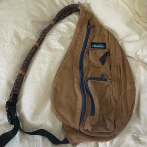 KAVU Tan Belt Bag with Blue Accents